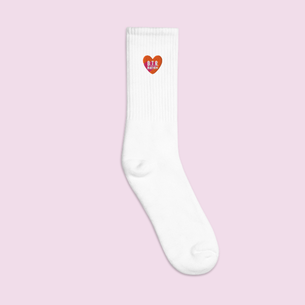B.T.R. Embroidered Heart Socks